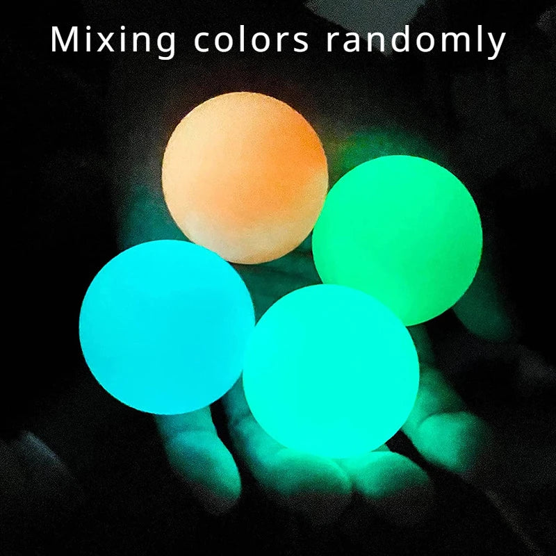 10/5Pcs Luminous Sticky Ball Glow in the Dark Ball Throwing Indoor Decompression TPR Sticky Balls Target Ball Kids Sticky Balls